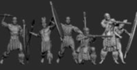 6 Zulus shooting 4 with throw spear – 2 with rifle Regiment of married Warriors