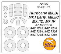 Hurricane Mk.IA, Mk.I Early, Mk.IIC, Mk.IID, Mk.IV (AZ MODELS) + wheels masks