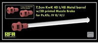 Pz.Kpfw. IV G/H/J 7,5 cm KwK 40 L/48 Metal Barrel with 3D Printed Muzzle Brake - Image 1