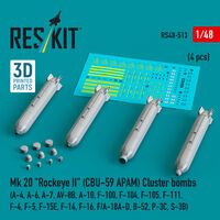 Mk 20 Rockeye II (CBU-59 APAM) Cluster Bombs (A-4, A-6, A-7, AV-8B, A-10, F-100, F-104, F-105, F-111, F-4, F-5, F-15E, F-14, F-16, F/A-18A-D, B-52, P-3C, S-3B) (4pcs) (3D Printed)