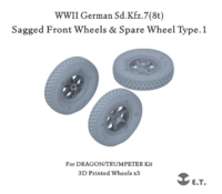 German Sd.Kfz.7(8t) - Sagged Front Wheels & Spare Wheel Type 1 (for Dragon and Trumpeter Kits)