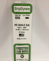 "O" Scale Polystyrene Strip (35 cm) 0,56 x 1,67 mm (2 x 6) (1 pc)