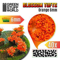 Blossom Tufts 6mm, Self-Adhesive - Orange Flowers (40pcs)