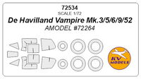 De Havilland Vampire Mk.3/5/6/9/52 (AMODEL) + masks for wheels - Image 1