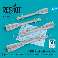 R-60М (AA-8 Aphid) Missiles (4 pcs) (MiG-21, MiG-23, MiG-25, MiG-29, MiG-31, Su-17, Su-24, Su-25, Yak-38) (3D Printing) - Image 1