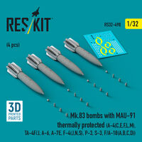 Mk.83 Bombs With MAU-91 Thermally Protected (4pcs) (A-4(C, E, F, L, M), TA-4F/J, A-6, A-7E, F-4(J, N, S), P-3, S-3, F/A-18(A, B, C, D)) (3D Printed) - Image 1