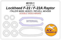 Lockheed F-22 / F-22A Raptor (ITALERI #850, #2822 / REVELL #04559) - (Double sided) + wheels masks - Image 1