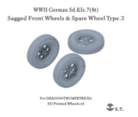 German Sd.Kfz.7(8t) - Sagged Front Wheels & Spare Wheel Type 2 (for Dragon and Trumpeter Kits) - Image 1