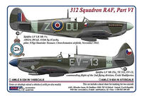 312 th Squadron RAF, Part VI -3 decal version:Spitfire LF LR Mk.Vc andLF Mk.IXe