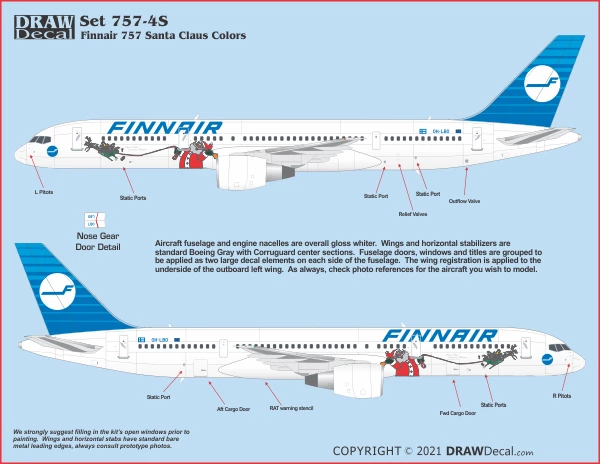 【公式】フジのお歳暮・冬ギフト 757 Boeing - Decal Draw Coroguard With Santa With Finnair 