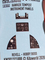 Hawker Tempest 3D Full colour Instrument Panel (for Revell and Hobby Boss kits)