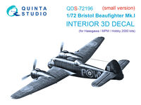 Bristol Beaufighter Mk.I - 3D-Printed & Coloured Interior on Decal Paper (for Hasegawa / MPM and Hobby 2000 Kits / Small Version) - Image 1